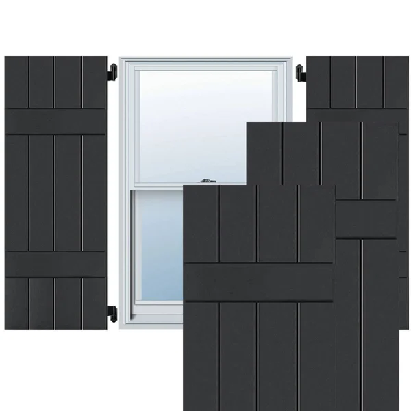 Ekena Millwork 2-Pack 15-in W x 33-in H Black Board and Batten Wood Western Red Cedar Exterior Shutters, RWB15X033BLW