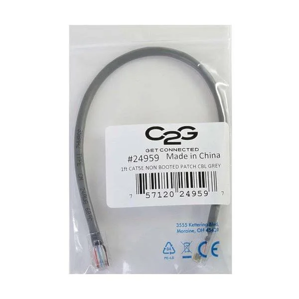C2G-25ft Cat5e Non-Booted Unshielded UTP Network Patch Cable 25pk - Gray