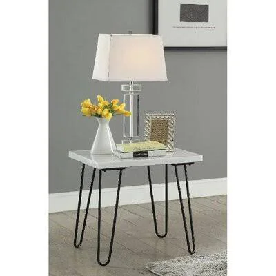 Rep End Table in White Marble & Black 84502 Corrigan Studio Top Color/Base Color: White Marble/Black