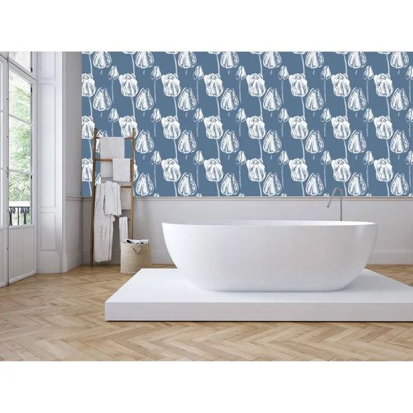 Hartous Vintage Tulips Removable Wallpaper - Size: 10&Large x 24W, Gray