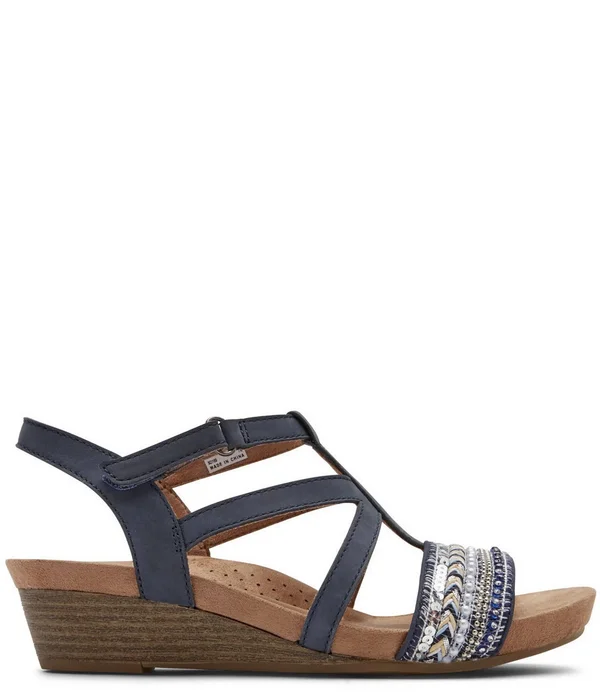 Rockport Women's Cobb Hill Hollywood Wedge Slingback - Size: 5.5, Admiral Blue Suede
