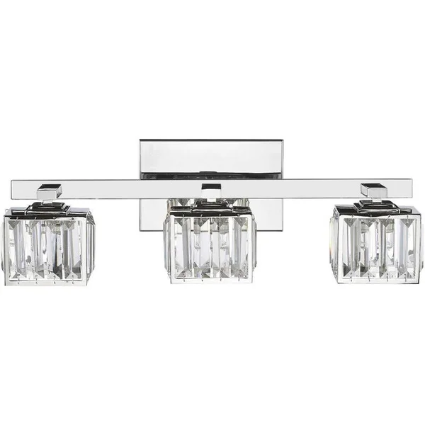 Chloe Lighting Trilluminate Contemporary 3 Light Chrome Finish Crystal Globe Bath Vanity Wall Fixture 21x22 Wide