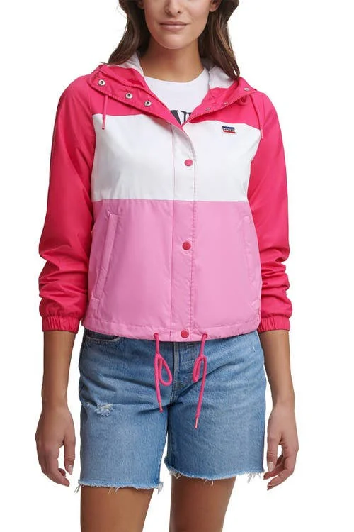 Levi&s Women's Retro Hooded Windbreaker Jacket - Pink Multi - Size S