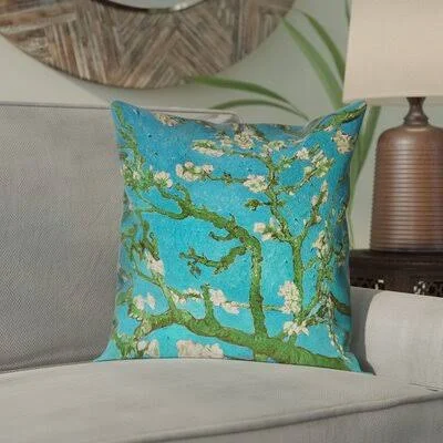 Bloomsbury Market Lei Almond Blossom Double Sided Print Pillow Cover with Concealed Zipper, Size: 20 inch x 20 inch, Blue
