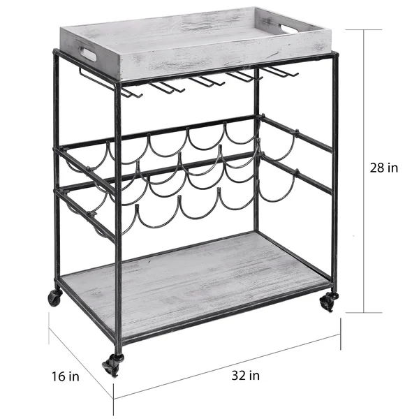 Oliver & James Riza Grey Wine Serving Cart