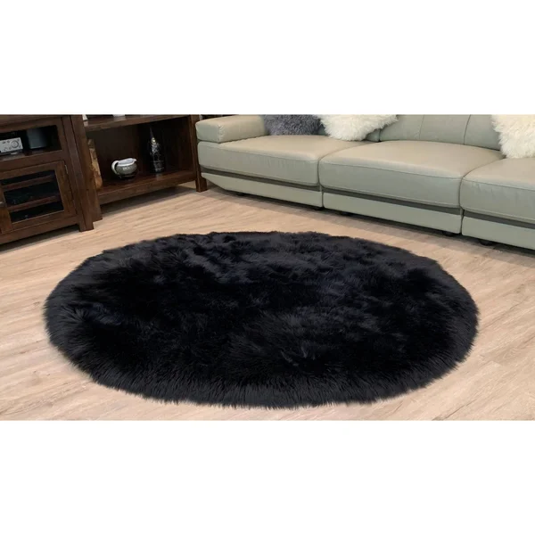 Ovella Home Premium Faux Sheepskin Plush Shag Oval Area Rug - White - 5' x 8'