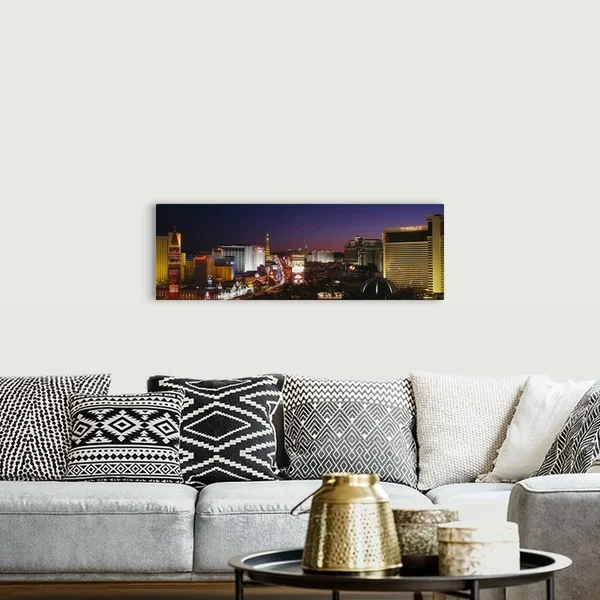 Buildings Lit Up at Night, Las Vegas, Nevada, Canvas Wall Art, 48x16, Great Big Canvas