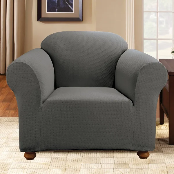 Sure Fit Simple Stretch Subway Chair Slipcover, Gray