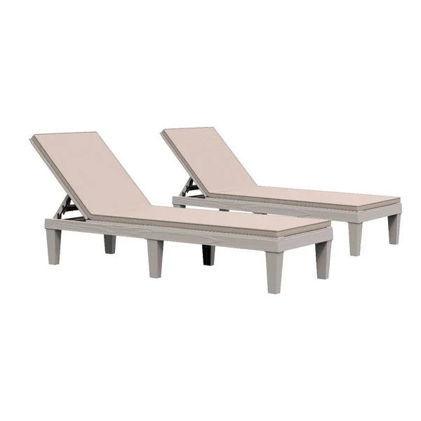 Outsunny 2-Piece Outdoor Patio Chaise Lounge Chair with 5-Level Adjustable backrest, Zippered Cushions & Modern Design
