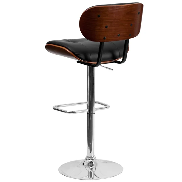 Flash Furniture Adjustable Bentwood Bar Stool, Black/Walnut