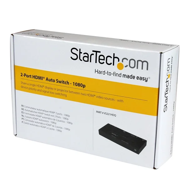 StarTech.com HDMI with Automatic and Priority Switching 2 In 1 Out HDMI Selector with Automatic Priority Switching 1080p Switch