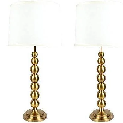 Urbanest Set of 2 Stacked Ball Table Lamps - Antique Gold with Cream Shades
