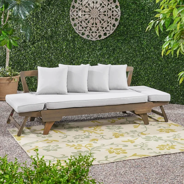 Ottavio Outdoor Wood Daybed with Cushions by Christopher Knight Home - Dark Teal