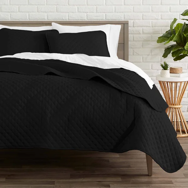 Bare Home Coverlet Set + Microfiber Sheet Set - Diamond Stitched Lightweight Bedspread - Ultra-Soft Microfiber Sheet Set