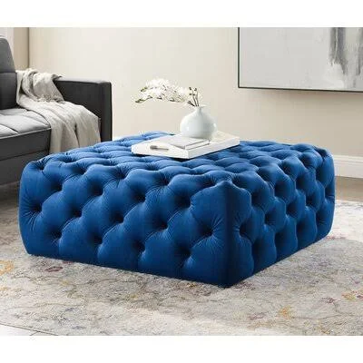 Jessamine Tufted Ottoman Gold Flamingo Upholstery Color: Navy