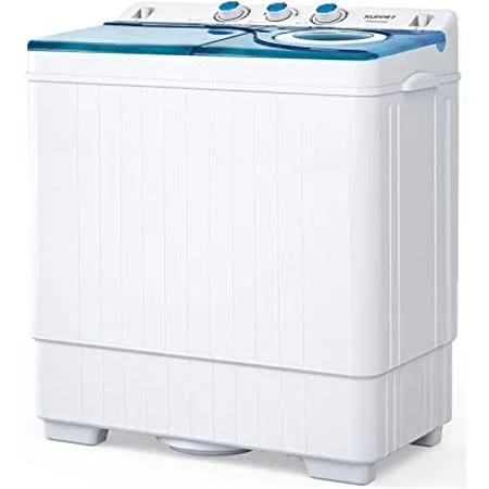 KUPPET Compact Twin Tub Portable Mini Washing Machine 26lbs Capacity - Washer(18lbs)u0026Spiner(8lbs)/Built-in Drain Pump/Semi-Au