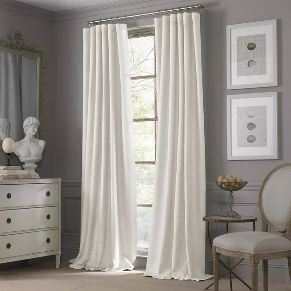 Valeron Estate Cotton Linen 108x22 Window Curtain Panel in White