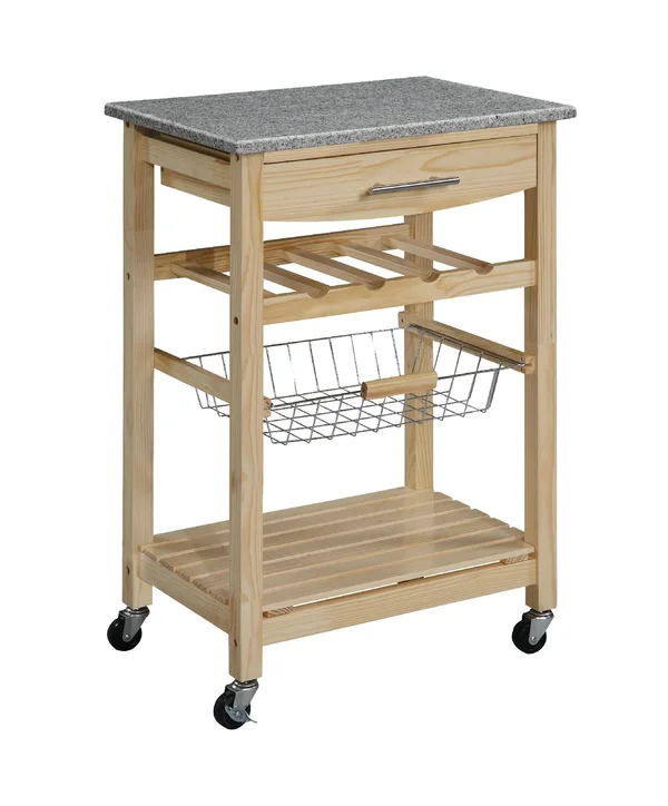 The Gray Barn Zephyr Parcel Natural Granite Top Kitchen Island
