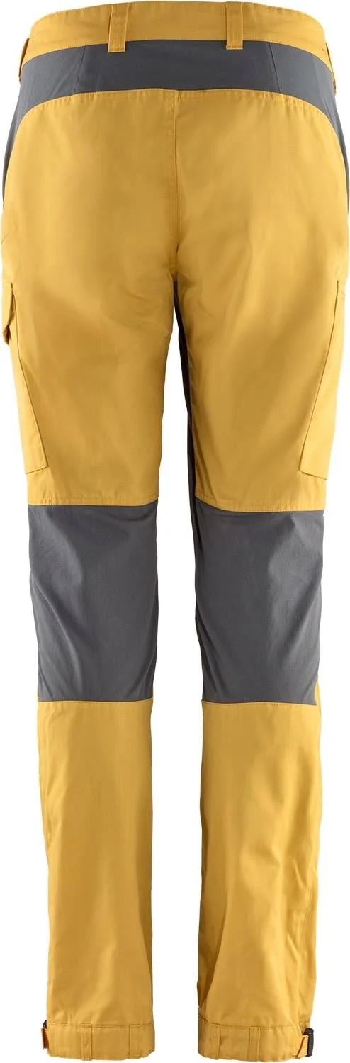Fjallraven Kaipak Trousers Curved Yellow, Women G-1000 Full-length Trousers (Size 46 - Color Ochre - Super Grey)