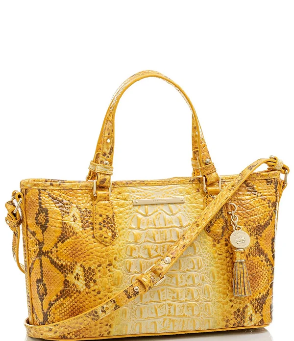 Brahmin Melbourne Medium Asher Crocodile-Embossed Tote Bag - Canary