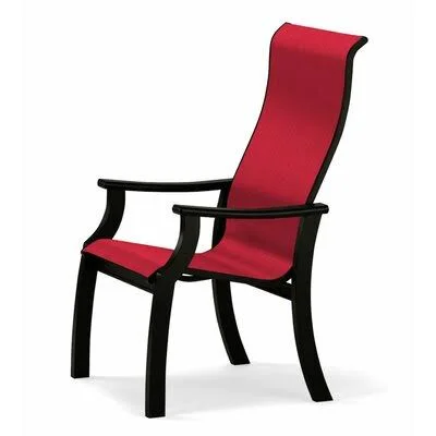 St. Catherine Stacking Patio Dining Armchair Telescope Casual Frame Color: Textured Black, Color: Red 1D