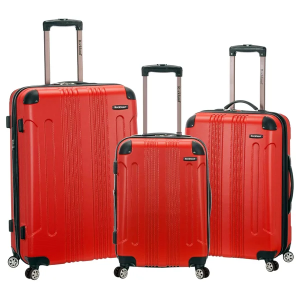 Rockland 3 PC Sonic ABS Upright Luggage Set - Red