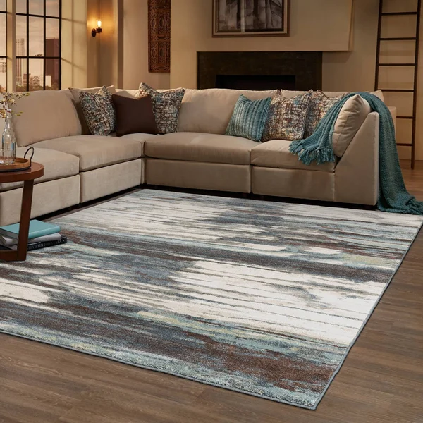 3&10x22x5&5x22 Camryn Jade Layers Rug Blue/Ivory - Captiv8e Designs