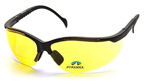 Pyramex V2 Bifocal Reader Safety Glasses Protective Eyewear, 2.0 Diopters, Amber