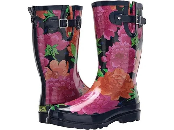 Western Chief Printed Tall Rain Boot Blue Mustang - M, 8