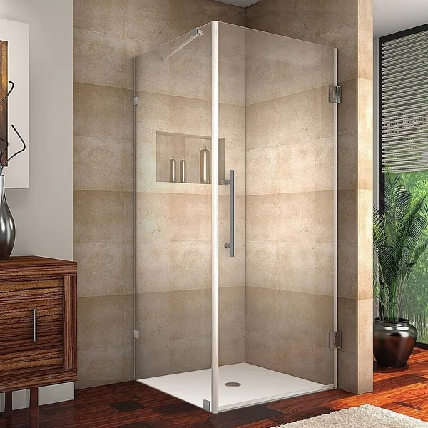 Aston Aquadica 32x22 x 32x22 x 72x22 Completely Frameless Square Hinged Shower Enclosure, Stainless Steel