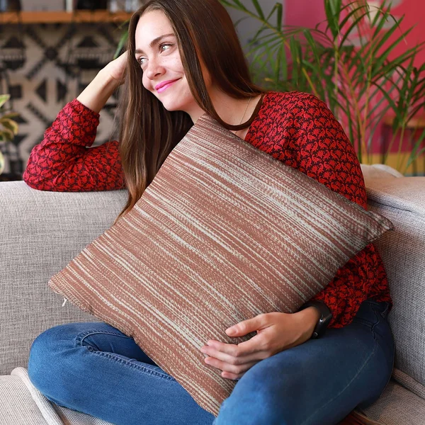 Plutus 20x22 x 30x22 Shower Stripe Luxury Throw Pillow in Red and Beige