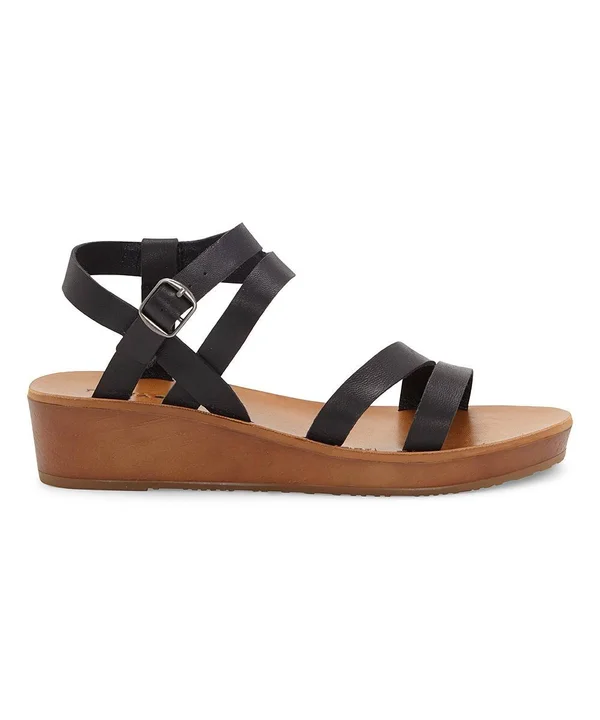 Women's Lucky Brand Hecilia Wedge Sandal - Black - Size 6.5