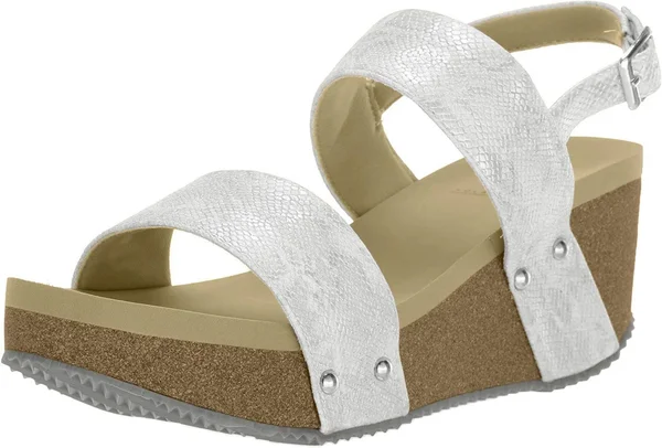 Volatile Summer Love Womens Faux Leather Snake Embossed Wedge Sandals, White