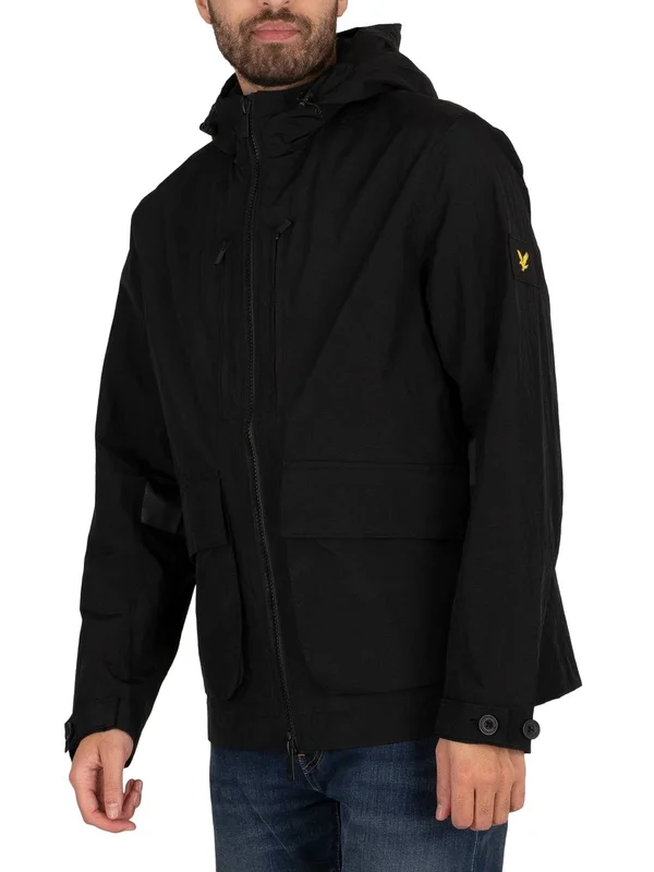 Lyle & Scott Mens&s Hooded Jacket - Jet Black, JK1425V-Z865, Size: M