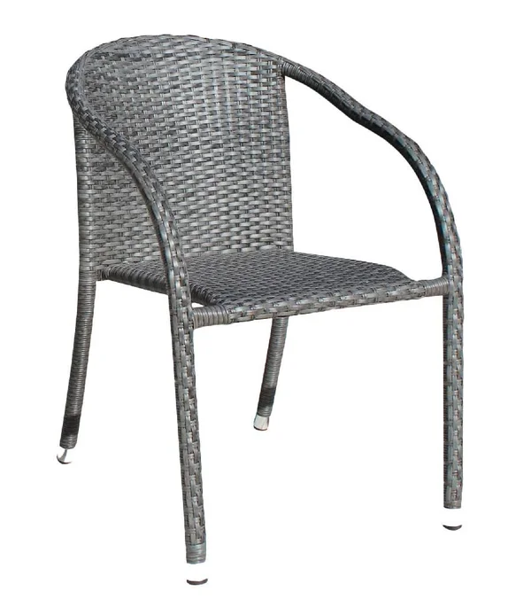 Ultra Stackable Woven Armchair with Cushion - Hospitality Rattan Patio 890-1147-GRY-CUSH/SU-738