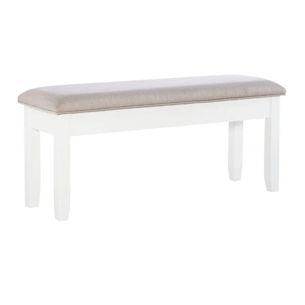 Bowery Hill Wood Dining Bench in Smokey White and Gray
