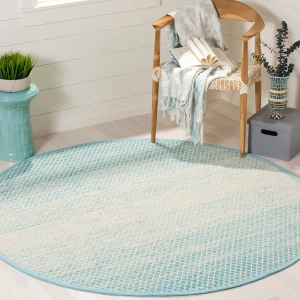 Safavieh Montauk MTK601E Turquoise - Ivory 4& x 6& Area Rug