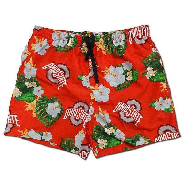 Ohio State Buckeyes Floral Swimming Trunks, Mens Size: 2XL