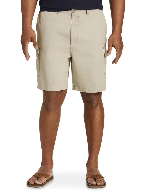 Men's Big & Tall Harbor Bay Continuous Comfort Twill Cargo Shorts, Size: 48, Beige