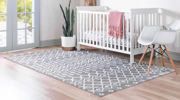 Rugs.com Geometric Kasbah Trellis Collection Rug 8& x 11& Gray Low Pile Rug PE