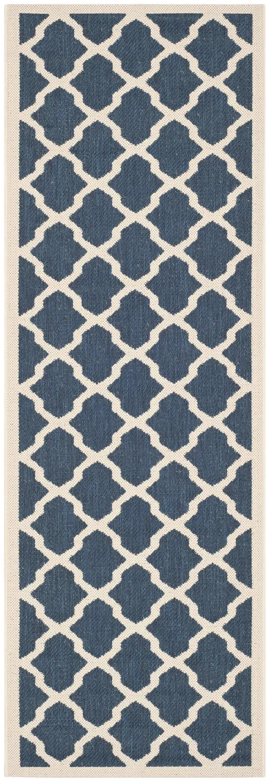 Safavieh Courtyard Navy & Beige 2&-3x22 x 14& Indoor/Outdoor Rug