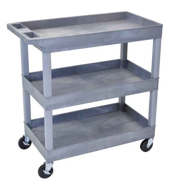 Luxor 3-Shelf Tub Cart - Gray