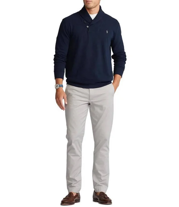 Polo Ralph Lauren Luxury Jersey Shawl Pullover - Mens, S, Aviator Navy