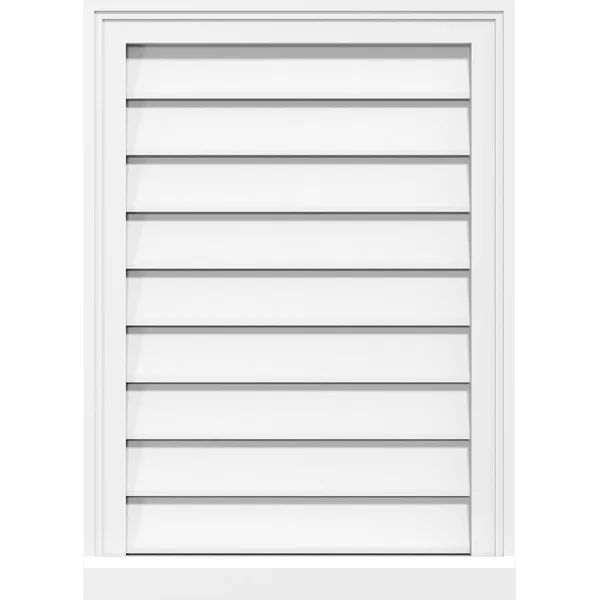 Ekena Millwork GVPVE34X1603SF 34x22W x 16x22H Vertical Surface Mount PVC Gable Vent: Functional - w/ 2x22W x 2x22P Brickmould Sil