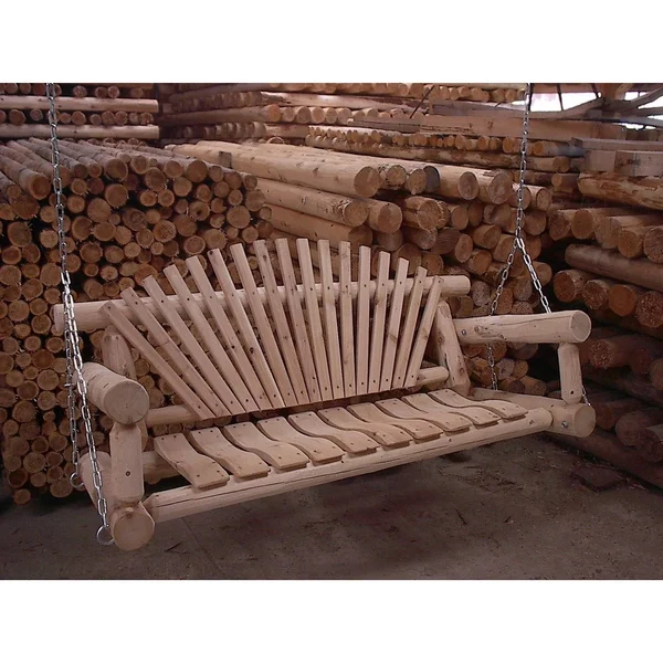 Furniture Barn USA White Cedar Log Rustic Porch Swing - 5 Foot