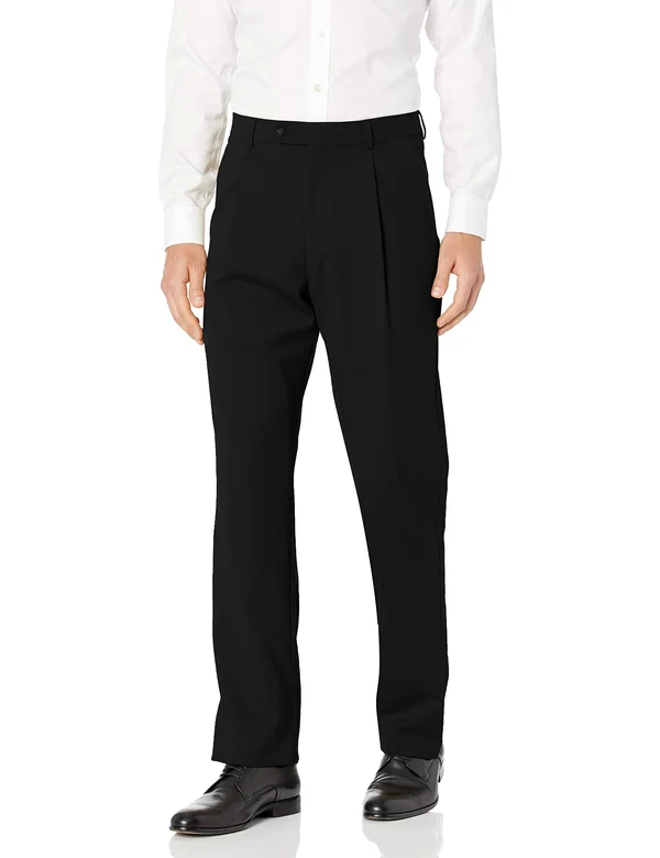 Hart Schaffner Marx Tailored Single-Pleat Regular Chicago Fit Dress Pants - Mens, 40 Long, Black