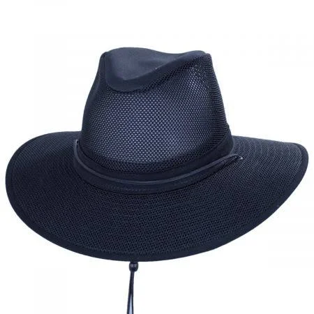 Henschel Mesh Aussie Grande Brim Fedora Hat: Size: S Navy Blue
