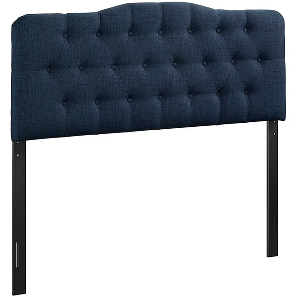 BSD National Supplies Kenmore Blue Fabric Upholstered Tufted Queen Size Headboard
