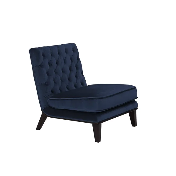 Chic Home Hector Gold Upholstered Velvet Modern Neo Traditional Tufted Slipper Accent Chair - Navy