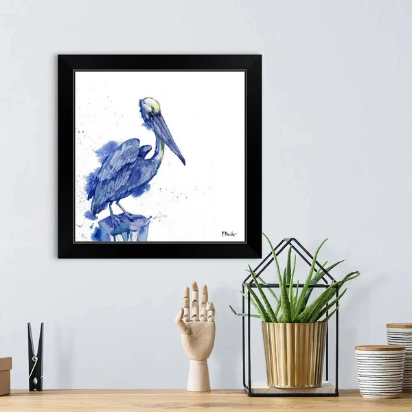Arianna Pelican - White, Black Framed Wall Art, 16x16, Great Big Canvas